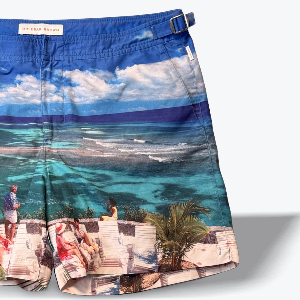 Orlebar Brown Bulldog Limited Swim Shorts Mustique Island by Slim Aarons Mens 34 - Picture 5 of 11